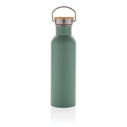 Modern stainless steel bottle with bamboo lid