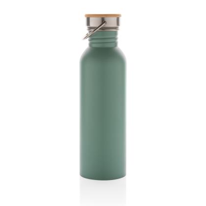 Modern stainless steel bottle with bamboo lid
