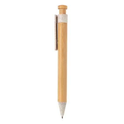 Bamboo pen with wheatstraw clip