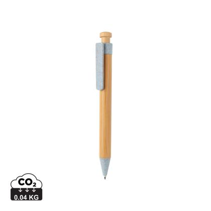 Bamboo pen with wheatstraw clip