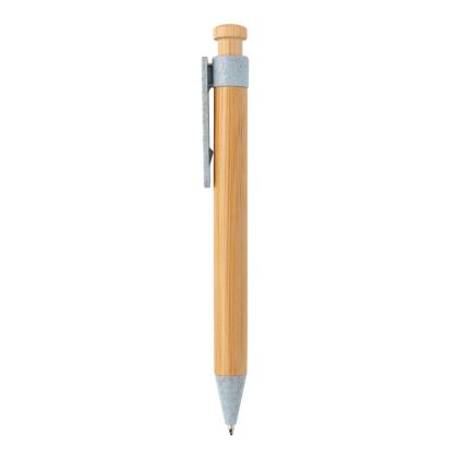 Bamboo pen with wheatstraw clip
