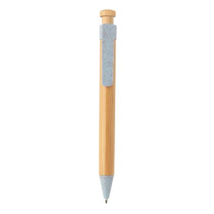 Bamboo pen with wheatstraw clip