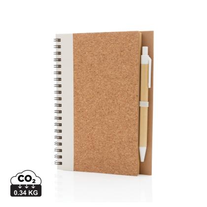Cork spiral notebook with pen
