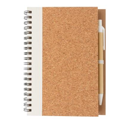Cork spiral notebook with pen