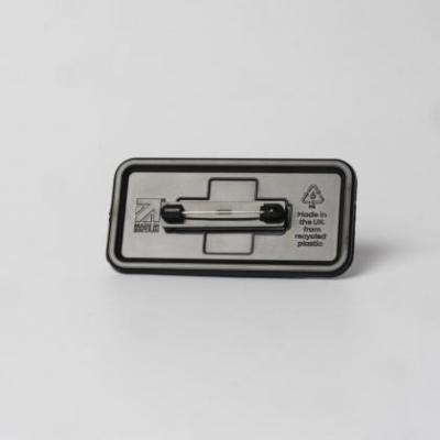 Always Recycled Reusable Name Badge &ndash; Rectangular Right Window - Safety Pin