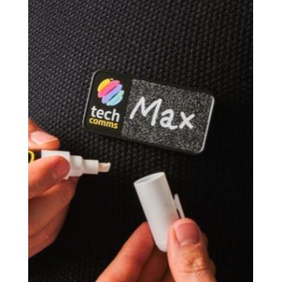 Always Recycled Chalkboard Name Badge &ndash; Rectangular Right Window - Magnet back