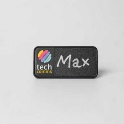 Always Recycled Chalkboard Name Badge &ndash; Rectangular Right Window - Magnet back