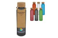 Frosted recycled glass bottle with cork lid 500ml
