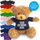 Printed Brown 22cm Edward bear - Navy t-shirt