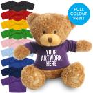 Printed Brown 22cm Edward bear - Purple t-shirt