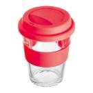 Glass mug with silicon sleeve and lid