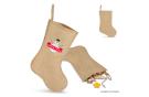 Jute-style Christmas stocking with decorative stitching 40 cm