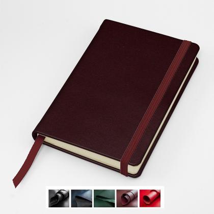 Universal Leather Pocket Casebound Notebook with Elastic Strap, made in the UK in a choice of 6 colours.