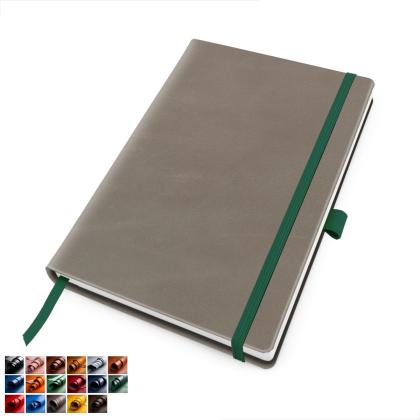 Capri Veg Tanned Leather A5 Casebound Notebook with Elastic Strap & Pen Loop