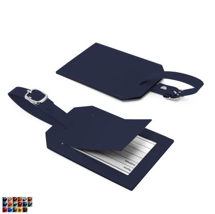 Capri Leather Rectangular Luggage Tag with Security Flap