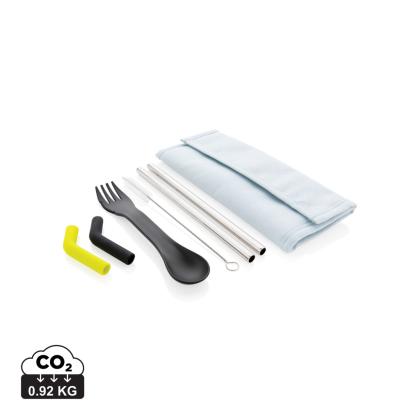 Tierra 2pcs straw and cutlery set in pouch