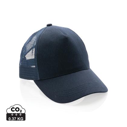 Impact AWARE&trade; Brushed rcotton 5 panel trucker cap 190gr