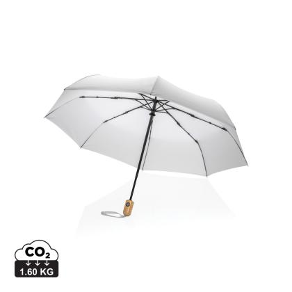 21" Impact AWARE™ RPET 190T bamboo auto open/close umbrella