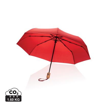 21" Impact AWARE&trade; RPET 190T bamboo auto open/close umbrella