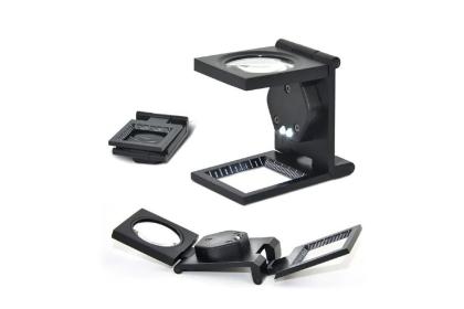 LUMEX 10X Foldable Metal Magnifying Loupe with LED Lights