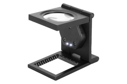 LUMEX 10X Foldable Metal Magnifying Loupe with LED Lights