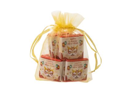 CHINESE NEW YEAR 'YEAR OF THE HORSE' 2026 ORGANZA GIFT BAGS WITH CHOCOLATES OR SWEETS, ECO-friendly