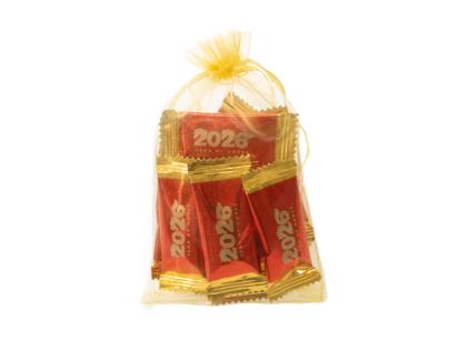 CHINESE NEW YEAR 'YEAR OF THE HORSE' 2026 ORGANZA GIFT BAGS WITH CHOCOLATES OR SWEETS, ECO-friendly