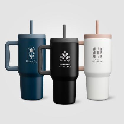 Grosche Aspen Stainless Steel Triple-Wall Insulated Straw Mug &ndash; 945 ml