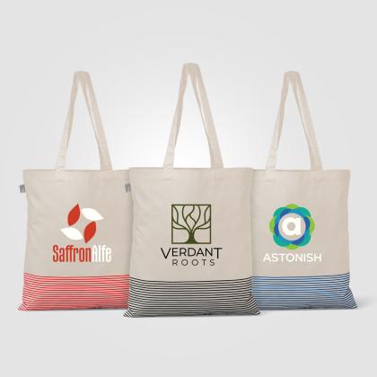 Aro Recycled 5 oz Cotton Micro Stripe Tote Bag - 9.7L