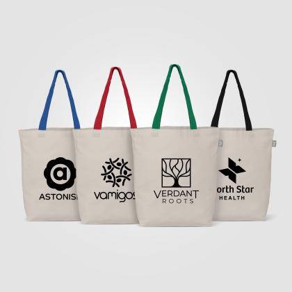 Tonga Recycled 5 oz Cotton Coloured Handle Shopping Tote Bag - 11L