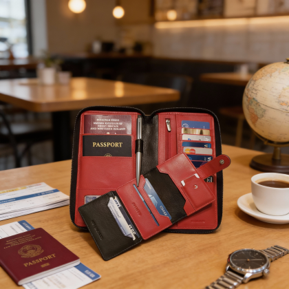 &ldquo;NOMO Vault&rdquo; &ndash; RFID travel wallet with pull out day wallet- leather & eco options