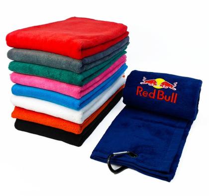 VELOUR EMBROIDERED TRI-FOLD GOLF TOWEL FOR EU COUNTRIES ONLY