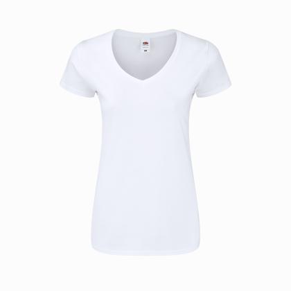 Iconic V-Neck Women White T-Shirt - WHITE