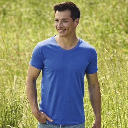 Iconic V-Neck Adult Colour T-Shirt - DEEP NAVY