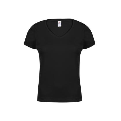 Iconic V-Neck Women Colour T-Shirt - BLACK