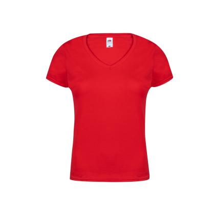 Iconic V-Neck Women Colour T-Shirt - RED