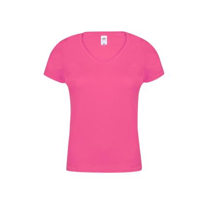 Iconic V-Neck Women Colour T-Shirt - FUCHSIA