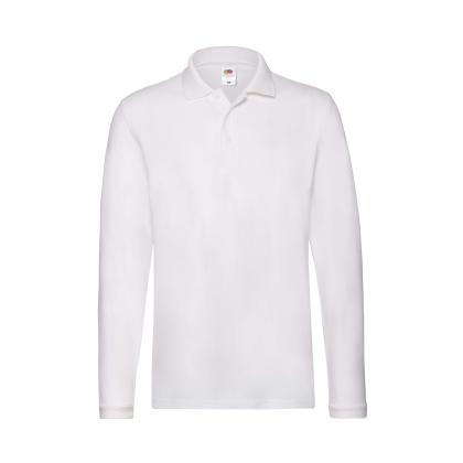 Premium Long Sleeve Adult Polo Shirt - WHITE