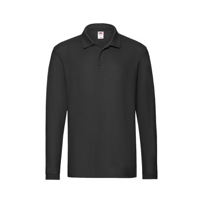 Premium Long Sleeve Adult Polo Shirt - BLACK