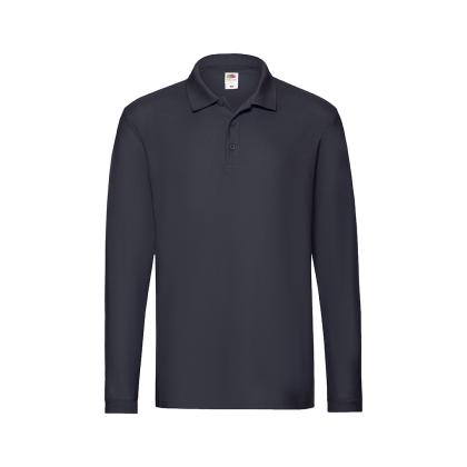Premium Long Sleeve Adult Polo Shirt - NAVY BLUE