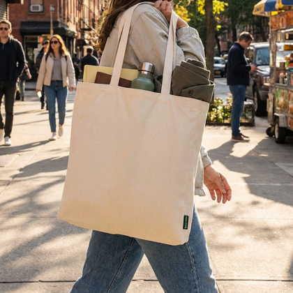 KUNGWI GOTS Certified Organic Canvas Tote Bag