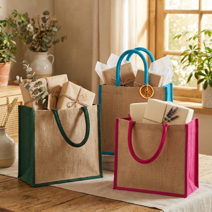 MAMBA CT Medium Jute Bag with Coloured Gussets
