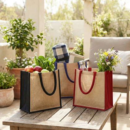 MAMBA CT Medium Jute Bag with Coloured Gussets