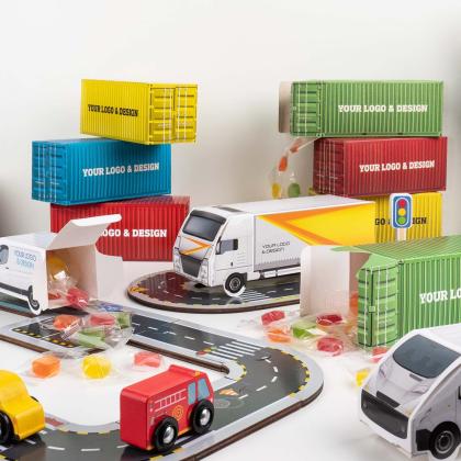 SET OF ADVERTISING SWEETS DISPLAY CONTAINER