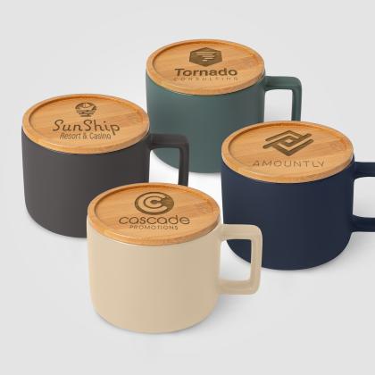 Caf&eacute; Virtuoso -  355 ml Ceramic Mug with Bamboo Lid