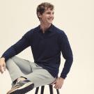 Premium Long Sleeve Adult Polo Shirt - BLACK