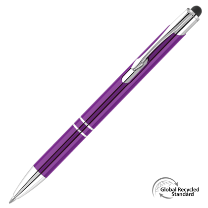 Electra-i Classic Metal GRS Recycled Ballpoint Pen with Stylus - Purple