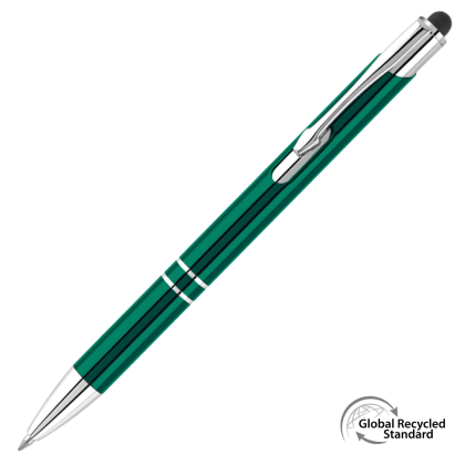 Electra-i Classic Metal GRS Recycled Ballpoint Pen with Stylus - Green