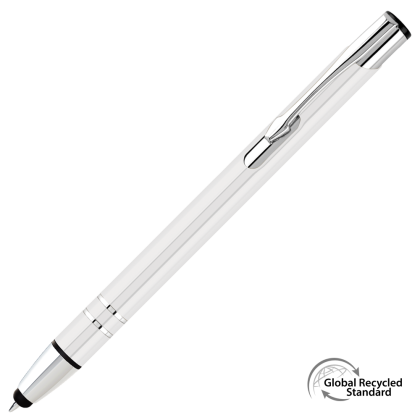 Electra GRS Recycled Metal Touch Stylus Ballpen - White