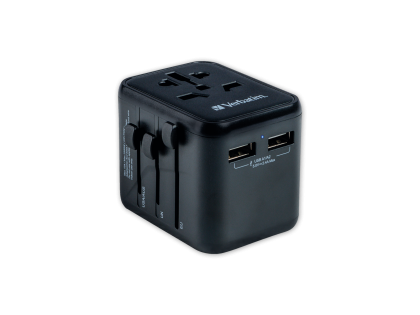 Verbatim 2-Port USB-A Universal Travel Adapter